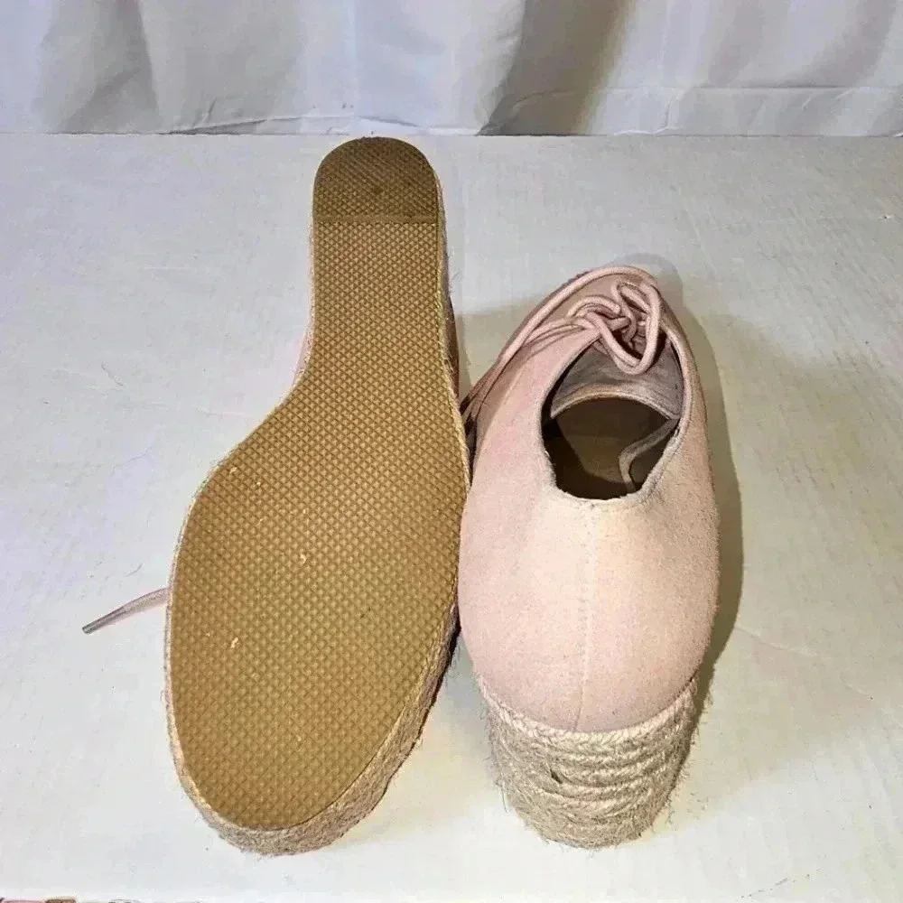 Bettye Mueller Concept Regina Mauve/‎ Blush Suede Lace Up Espadrille Wedges 7.5